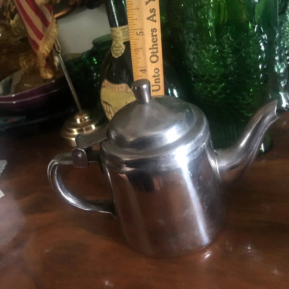 Small Vintage Stainless Steel Coffee or Tea Pot